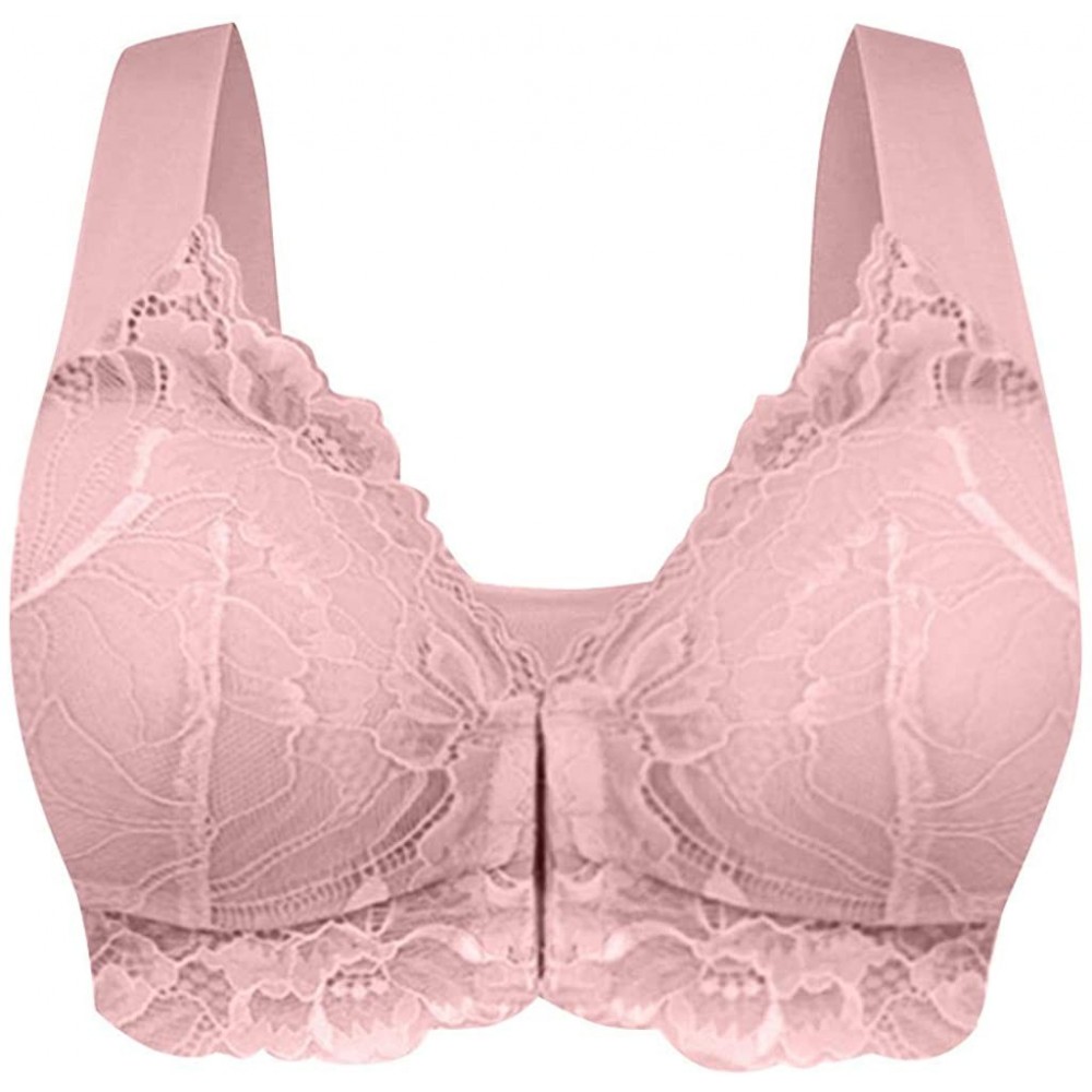 Accessories Front Cross Breathable Silk Bra Solid Color Curved Gathered Bra - G2-pink - CY193N9TDTS