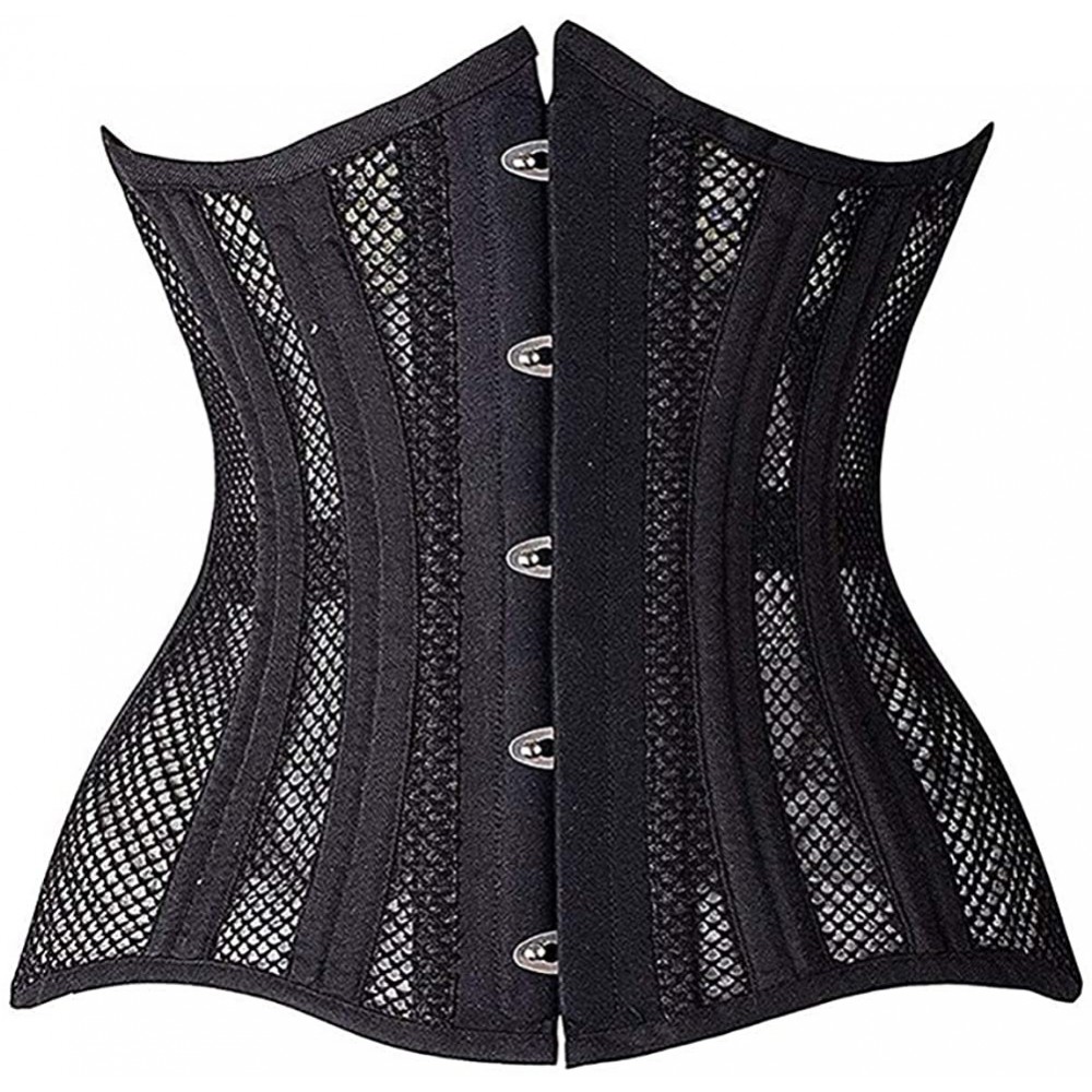 Shapewear Steel Boned Longline Overbust Sexy Corset Hourglass Waist Training Bustier - Underbust Black-mesh82 - CE18RXE3WIH