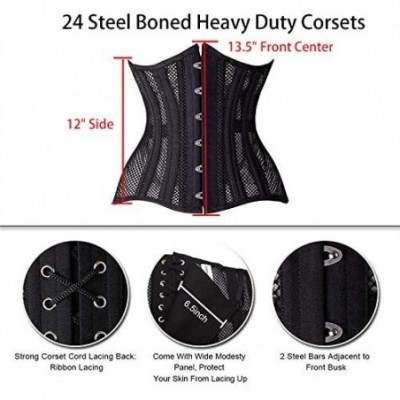 Shapewear Steel Boned Longline Overbust Sexy Corset Hourglass Waist Training Bustier - Underbust Black-mesh82 - CE18RXE3WIH