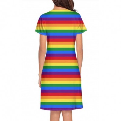 Nightgowns & Sleepshirts Womens Nightdress Gay Pride Rainbow Poster Illustration Short Sleeve Long Skirt Soft Comfortable Cas...