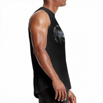 Undershirts Men's Black Round Neck Sleeveless T-Shirt-Arctic Monkeys Printing Motion Cotton Undershirt for Relaxing On Weeken...