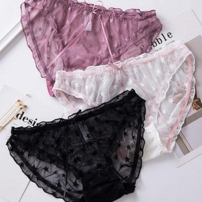 Garters & Garter Belts 5 Pack Women Underwear Sexy Lace Bikini Invisible Low Waist Underwear Panties - Black - CE196RH7QHA