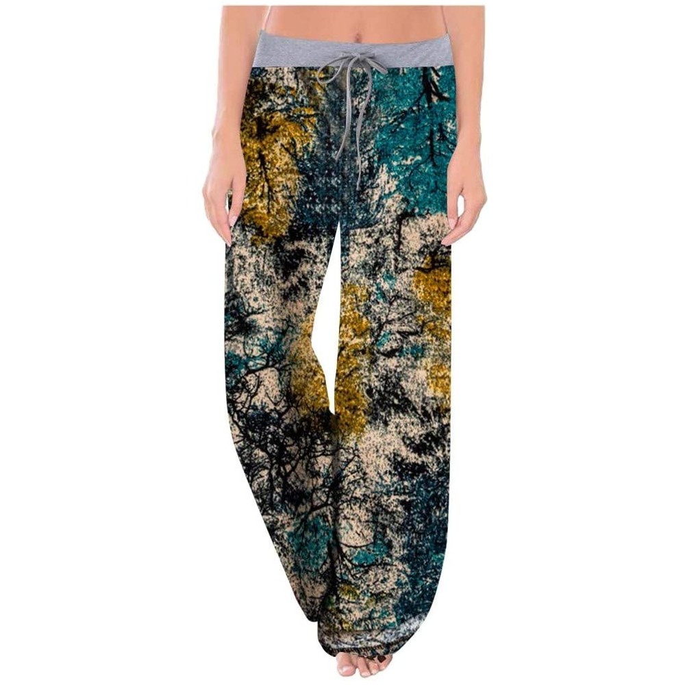 Bottoms Women's Lounge Pants - Soft Cozy Stretch Print Drawstring Casual Long Palazzo Wide Leg Pants Pajama Pants Sleepwear -...