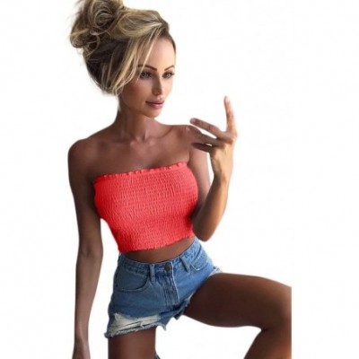 Camisoles & Tanks Summer Tops for Women- Women Strapless Elastic Boob Bandeau Tube Tops Bra Lingerie Breast Wrap - Watermelon...