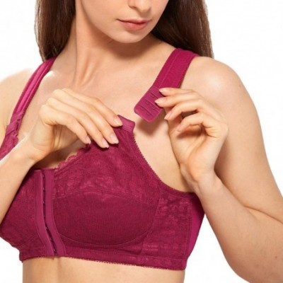 Bras Women's Full Coverage Posture Corrector Front Closure Wireless Back Support Bra - Cranberry - CK18TKHK9OO