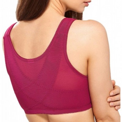 Bras Women's Full Coverage Posture Corrector Front Closure Wireless Back Support Bra - Cranberry - CK18TKHK9OO