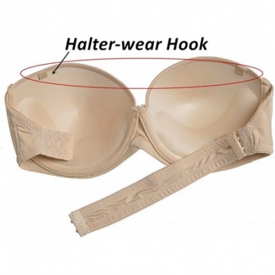 Bras Strapless Bra with Clear Straps Lightly Padded Push-Up Brassiere in Invisible and Transparent Back - Beige - CT18QISRL59