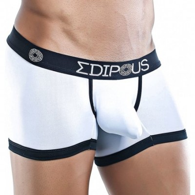 Boxers Mens Classic Fit Erotic Pouch Boxer Trunk Low Rise Underwear EDG012 - White - C818064S7SE