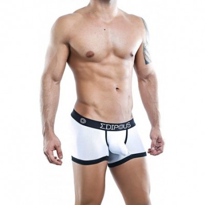 Boxers Mens Classic Fit Erotic Pouch Boxer Trunk Low Rise Underwear EDG012 - White - C818064S7SE