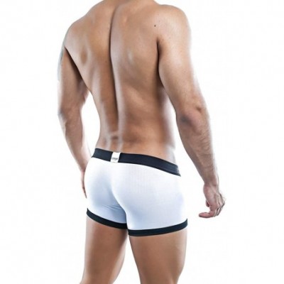 Boxers Mens Classic Fit Erotic Pouch Boxer Trunk Low Rise Underwear EDG012 - White - C818064S7SE