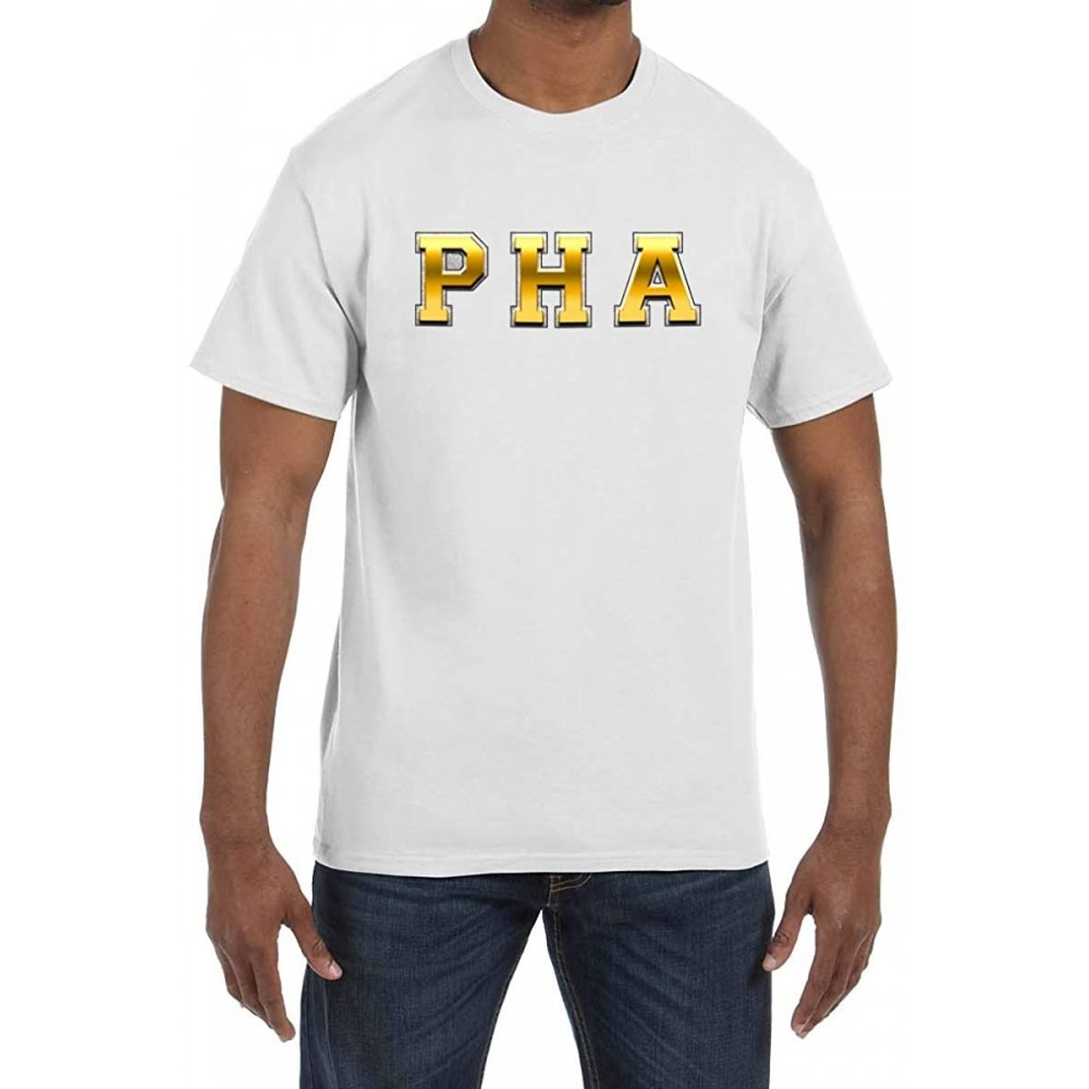 Undershirts Prince Hall Gold PHA Masonic Men's Crewneck T-Shirt - White - C91853O97N4