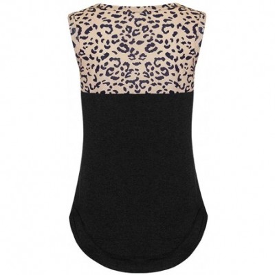 Thermal Underwear Women's Cut-Out Sleeveless Summer Leopard Colorblock Casual Shirts Tank Tops Blouse - Black Tee Shirt - CE1...