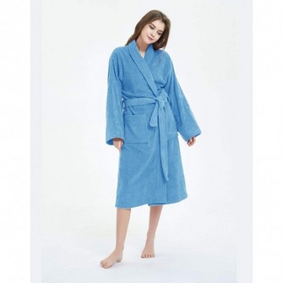 Robes 100% Cotton Terry Bath Robe- Men and Women-Soft & Warm Fleece Home Bathrobe- Sleepwear Loungewear- One Size Fits All - ...