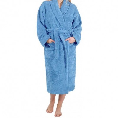 Robes 100% Cotton Terry Bath Robe- Men and Women-Soft & Warm Fleece Home Bathrobe- Sleepwear Loungewear- One Size Fits All - ...