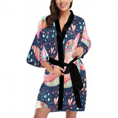 Robes Custom Watercolor Jellyfish Underwater Women Kimono Robes Beach Cover Up for Parties Wedding (XS-2XL) - Multi 5 - CR194...