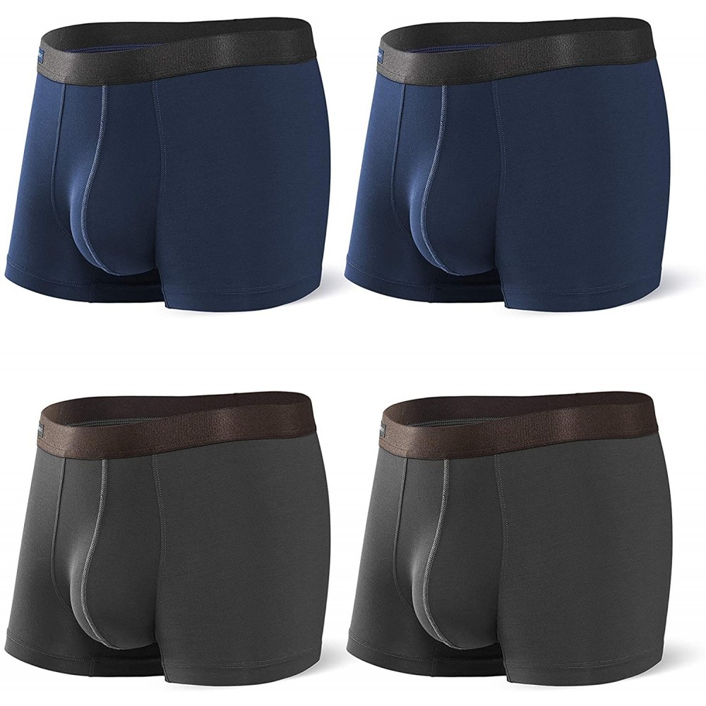 Trunks Men's Underwear Breathable Boxer Briefs Bamboo Rayon Trunks in 3 or 4 Pack - Navy Blue/Dark Gray - 2.5" in 4 Pack - No...