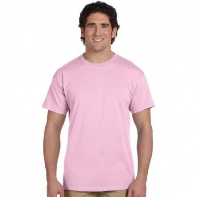 Undershirts Men's Cotton Crew-Neck Tagless Undershirts Tanks T-Shirts - Classic Pink - CG11ZHC86D1