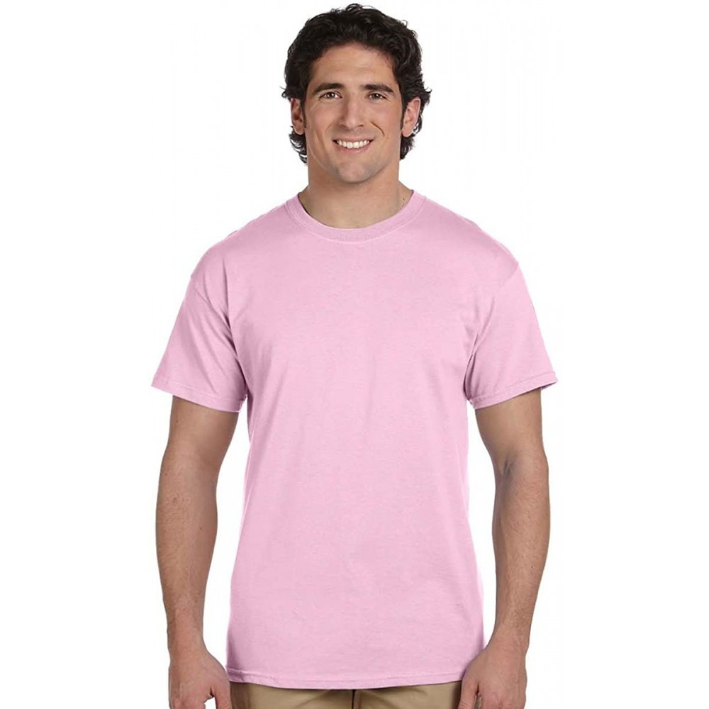 Undershirts Men's Cotton Crew-Neck Tagless Undershirts Tanks T-Shirts - Classic Pink - CG11ZHC86D1