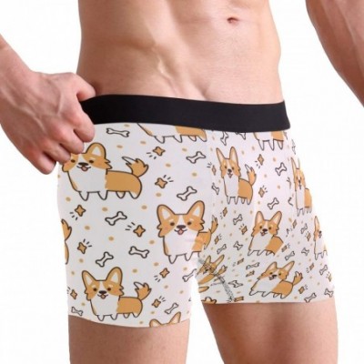 Boxer Briefs Dog Corgi Pattern Cute Boxer Briefs Underwear for Men Boys Shorts Leg Comfort - CR18HO9TQHH