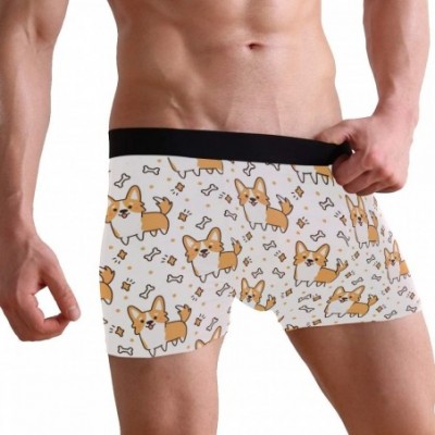 Boxer Briefs Dog Corgi Pattern Cute Boxer Briefs Underwear for Men Boys Shorts Leg Comfort - CR18HO9TQHH