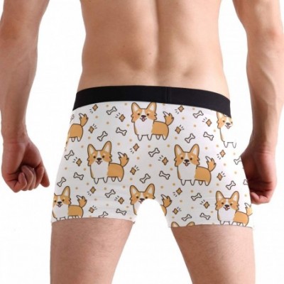 Boxer Briefs Dog Corgi Pattern Cute Boxer Briefs Underwear for Men Boys Shorts Leg Comfort - CR18HO9TQHH