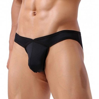 G-Strings & Thongs Mens Sexy Mesh Underwear Low-Rise Micro Bulge Pouch Thong Jockstrap - Black - CA1925KAZX0