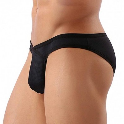 G-Strings & Thongs Mens Sexy Mesh Underwear Low-Rise Micro Bulge Pouch Thong Jockstrap - Black - CA1925KAZX0