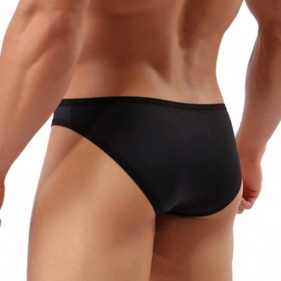 G-Strings & Thongs Mens Sexy Mesh Underwear Low-Rise Micro Bulge Pouch Thong Jockstrap - Black - CA1925KAZX0