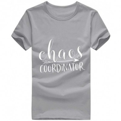 Bras Chaos Coordinator Letter Print Tshirt Women Short Sleeve Graphic Tee Blouse Casual - Gray - CK193SZE5SS