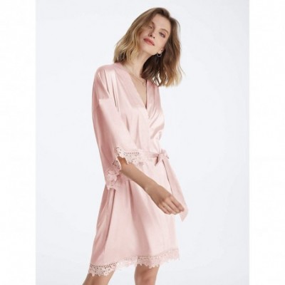 Robes Silky Bridesmaid Robes for Women Lightweight Kimono Bathrobe Sleepwear for Wedding Party - Pink (Bride) - CX194KYDU5K