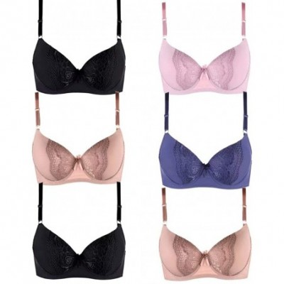 Bras Plus Size Underwire Bra for Women's Push up Bra Set of 6 Pack of Sexy Full Cup Bra - 77008 - CW195CT559U