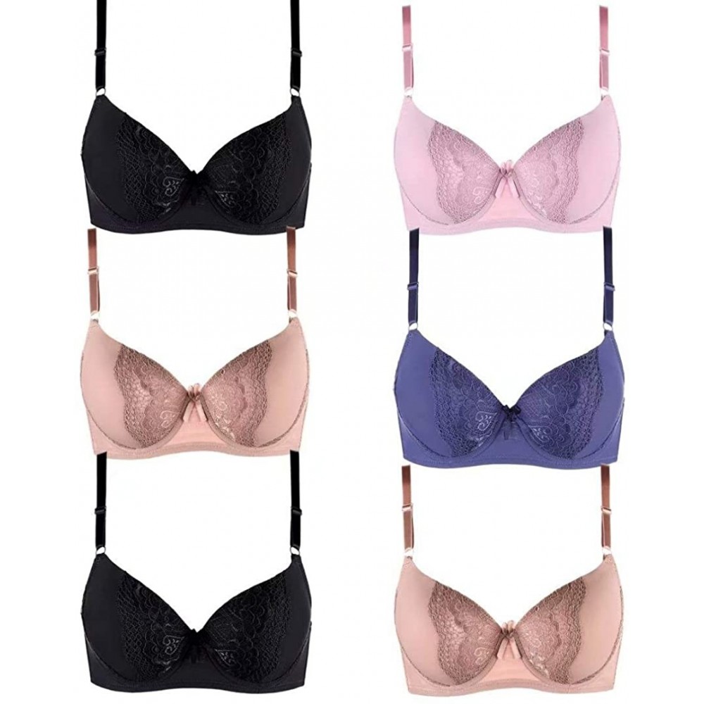 Bras Plus Size Underwire Bra for Women's Push up Bra Set of 6 Pack of Sexy Full Cup Bra - 77008 - CW195CT559U