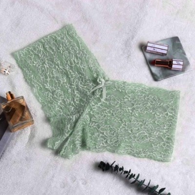 Slips 3PC Sexy Women Lace Lingerie Plus Size Underwear Open Crotch Bowknot Underwear - Green - CZ199LGY8A3