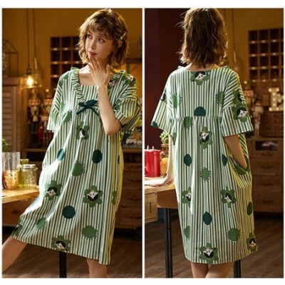 Robes Cute Printed Nightgown Soft Comfortable Lounge Robe Girls Sexy Cotton Underskirt Womens Shirt Sleepwear Homewear - C - ...