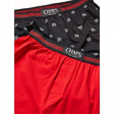 Boxers Men's Knit Boxer - Charcoal Grey Heather/Chaps Tossed Logo Print/Rl Red/Polo Black - CR18XNZZS95