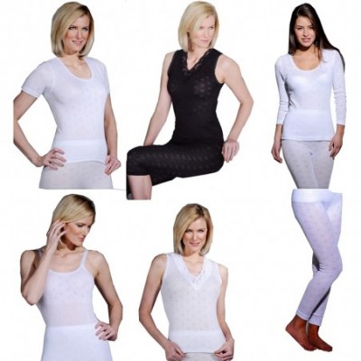 Thermal Underwear Delux Wear Ladies Thermal Underwear Sleeveless Cotton Vests in White - White - CG12O1BEYWP