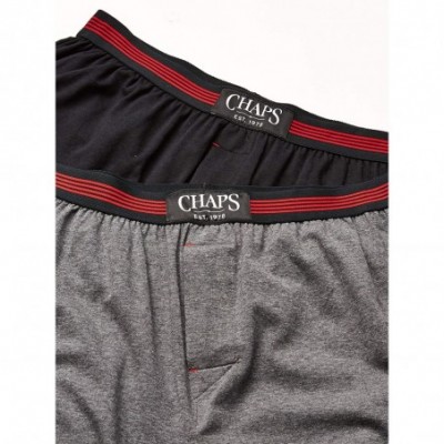 Boxers Men's Knit Boxer - Charcoal Grey Heather/Chaps Tossed Logo Print/Rl Red/Polo Black - CR18XNZZS95