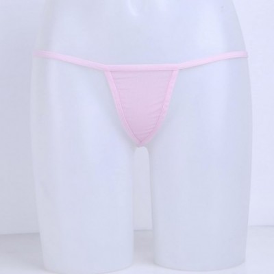 G-Strings & Thongs Mens Stretch Low Rise Sexh Mesh Sheer Bulge Pouch Mini G-String T-Back Thongs Panties Underwear - Pink - C...