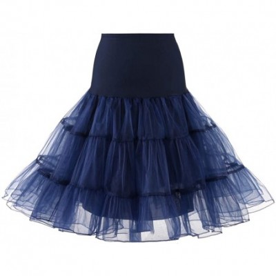 Slips Women 50s Petticoat Skirts Tutu Rockabilly Crinoline Underskirt 26'' Slip PT3 - Navy Blue - CO18AKNGL03