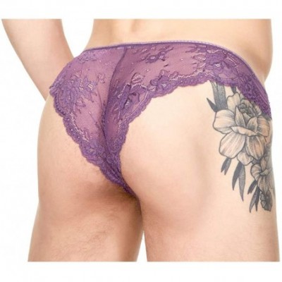 Briefs Satin Brazilian Men's Panty Brief - Purple - CH19D0N2TRH