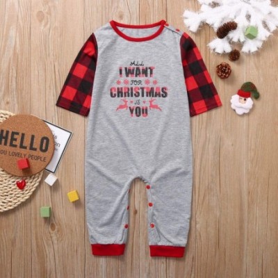 Thermal Underwear Matching Family Christmas Pajamas Set Xmas Letter Top Plaid Pants for Man Women Children Toddler Kid - Gray...