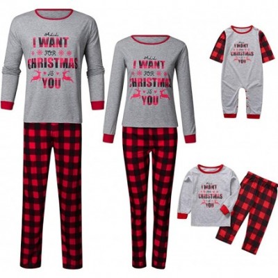 Thermal Underwear Matching Family Christmas Pajamas Set Xmas Letter Top Plaid Pants for Man Women Children Toddler Kid - Gray...