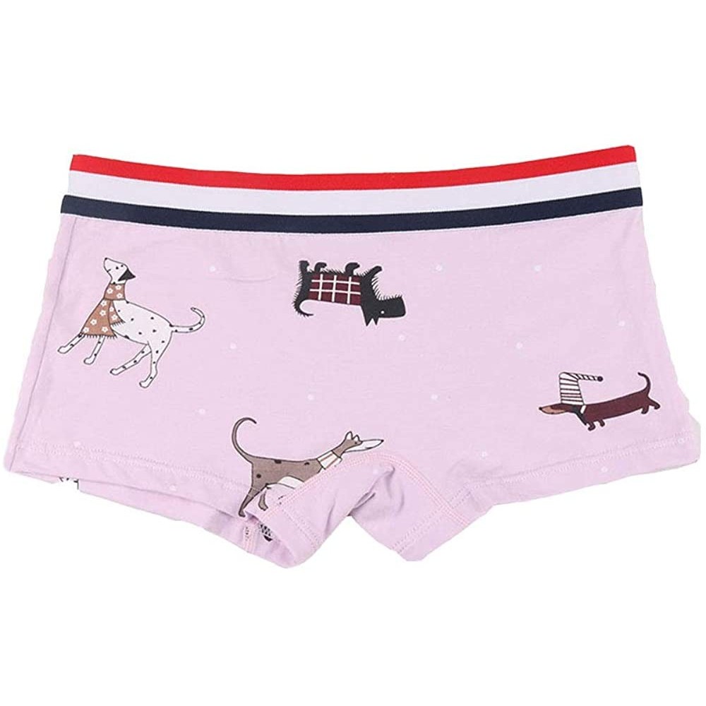 Panties Cotton Cute Cartoon Animal Boyshort 3 Pack Boxer Briefs for Tomboy Trans Lesbian - Pinkdog - CW18ZLUQE25