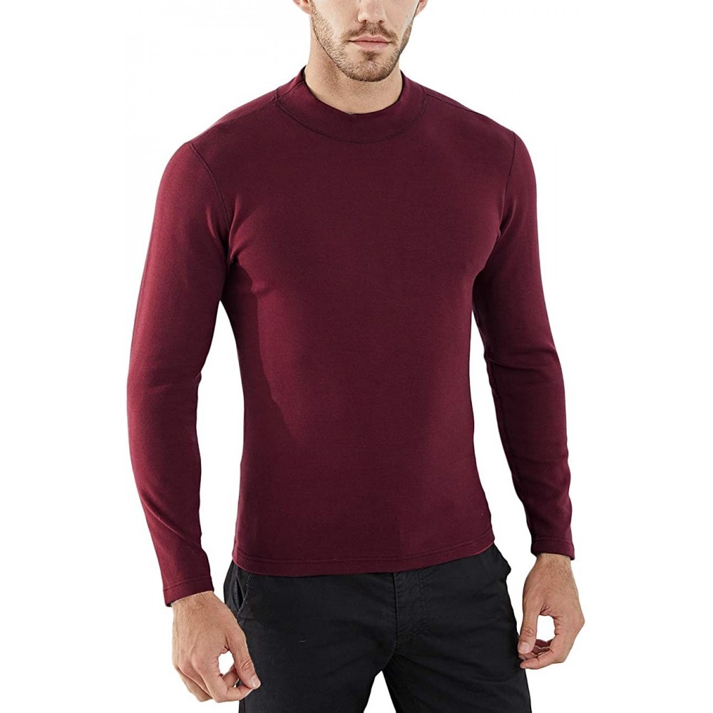 Thermal Underwear Men's Thermal Wintergear Elastic Long Sleeve Shirt - Wine - CC19247LNUH