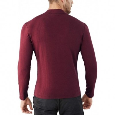 Thermal Underwear Men's Thermal Wintergear Elastic Long Sleeve Shirt - Wine - CC19247LNUH