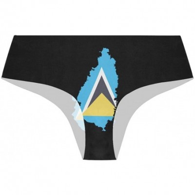 Panties Women's Seamless Underwear- Danish Flag Sexy Ladies Bikini Panties Low Rise Brief - Flag Map of Saint Lucia - C518ADK...