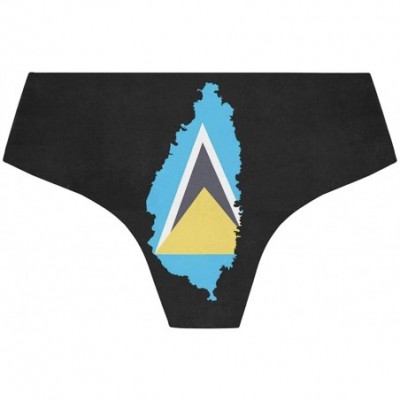 Panties Women's Seamless Underwear- Danish Flag Sexy Ladies Bikini Panties Low Rise Brief - Flag Map of Saint Lucia - C518ADK...