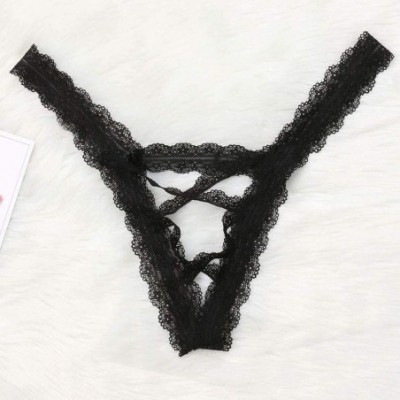 Accessories Lingerie Sexy for Women Lace Flowers Low Waist Plus Size Underwear Panties G-String Thongs Black S-XXXXXL - Black...