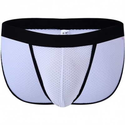 Briefs Men's Low Rise High-Leg Opening Bikini Underwear Sexy Mens Bulge Briefs - White - CS18ZAE8U4Y