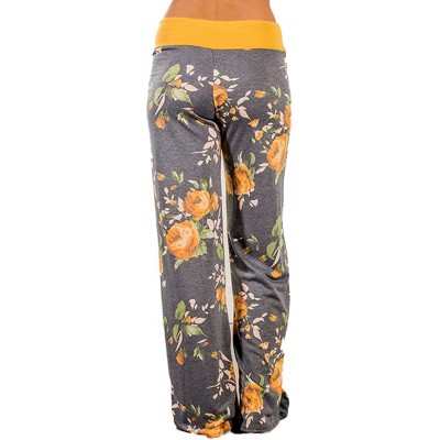 Bottoms Women Comfy Stretch Floral Print Drawstring Camouflage Wide Leg Lounge Pants - 0a Yellow - C2192Z6I2D8